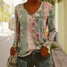 Load image into Gallery viewer, Women's Ethnic Print V-Neck Long-Sleeve Pullover Top
