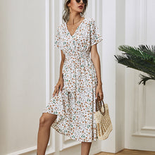 Load image into Gallery viewer, V-Neck Floral Print A-Line Satin Maxi Dress | 8 Colors
