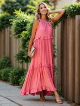 Load image into Gallery viewer, Romantic Ruffled Sleeveless Tiered Maxi Dress with Pockets Elegant &amp; Chic Statement Beautiful Design Dress
