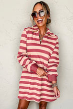 Load image into Gallery viewer, Classic Contrast Black Striped Collar Long Sleeve Mini Dress Stylish &amp; Trendy Casual Dress for Women
