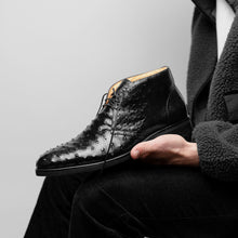 Load image into Gallery viewer, 43-594-BLK MARCO Ostrich Quill Chukka Boot, Black
