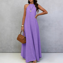 Load image into Gallery viewer, Women's Ice Silk Crinkle Sleeveless Swing Maxi Dress
