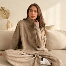 Load image into Gallery viewer, Women's Oversized High-Neck Sweater &amp; Wide-Leg Knit Pants Set
