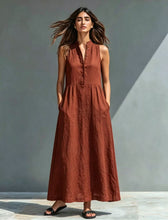 Load image into Gallery viewer, Women's Stand-Collar A-Line Maxi Dress – Resort &amp; Vacation Style
