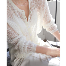 Load image into Gallery viewer, Women’s Mohair Crochet Knit Cardigan
