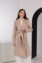 Load image into Gallery viewer, Geneva Classic Wraparound Wool Blend Overcoat in Beige
