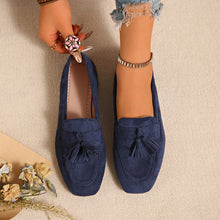 Load image into Gallery viewer, Women's Square Toe Tassel Slip-On Loafers | Suede Flat Casual Shoes
