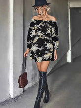 Load image into Gallery viewer, Off-Shoulder Floral Print : Long Sleeve Mini Dress
