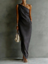 Load image into Gallery viewer, Women's Satin Off-Shoulder Slim-Fit Maxi Dress
