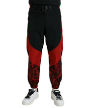 Load image into Gallery viewer, Dolce &amp; Gabbana Black Red Leopard Print Nylon Jogger Pants
