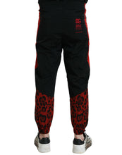 Load image into Gallery viewer, Dolce &amp; Gabbana Black Red Leopard Print Nylon Jogger Pants
