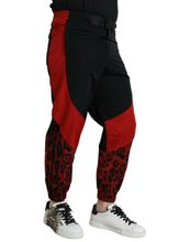 Load image into Gallery viewer, Dolce &amp; Gabbana Black Red Leopard Print Nylon Jogger Pants
