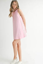 Load image into Gallery viewer, Linen Mix Side Ric Rac A-Line Mini Dress for Women – Casual Mini Dress, Summer Dress, A-Line Dress, Chic Peasant Dress, Vacation Dress, Flattering Fit Dress
