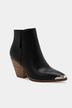 Load image into Gallery viewer, Beast Fashion Pointed : Metal-Tip Toe Block Heel Ankle Boots
