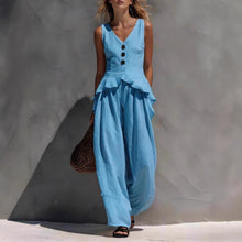Load image into Gallery viewer, Ruffled Tank Top &amp; Draping Wide-Leg Pants Set – 6 Colors, S–3XL
