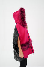 Load image into Gallery viewer, Saga®Furs Silver Fox Wool Alpaca Poncho Vest in Fuchsia
