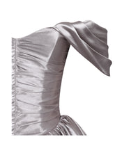 Load image into Gallery viewer, Milena Champagne Ruched Asymmetrical Bubble Mini Dress
