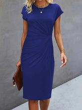 Load image into Gallery viewer, Front Knot Bodycon Midi Dress – Round Neck Sleeveless Tie Dress
