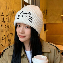 Load image into Gallery viewer, Women’s Cute Cat Line Design Knitted Hat – Warm Fall &amp; Winter Beanie
