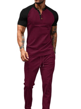 Load image into Gallery viewer, Men's Waffle-Knit Top &amp; Drawstring Pants Set, Comfortable Men's Half Sleeve Tee
