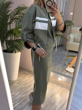 Load image into Gallery viewer, Women's Zip-Up Bomber Track Jacket &amp; Bodycon Midi Dress Set
