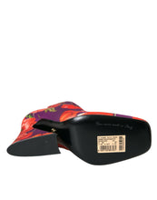 Load image into Gallery viewer, Dolce &amp; Gabbana Purple Floral Jersey Stretch Boots Shoes
