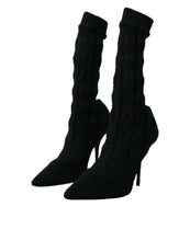 Load image into Gallery viewer, Dolce &amp; Gabbana Black Stiletto Heels Mid Calf Boots Shoes

