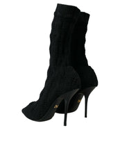 Load image into Gallery viewer, Dolce &amp; Gabbana Black Stiletto Heels Mid Calf Boots Shoes
