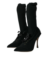 Load image into Gallery viewer, Dolce &amp; Gabbana Black Stiletto Heels Mid Calf Boots Shoes
