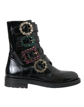 Load image into Gallery viewer, Dolce &amp; Gabbana Black Leather Crystal Buckles Boots Shoes
