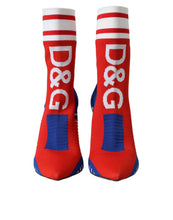 Load image into Gallery viewer, Dolce &amp; Gabbana Red Blue Stretch Sock Style Short Boots Logo Shoes

