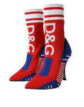 Load image into Gallery viewer, Dolce &amp; Gabbana Red Blue Stretch Sock Style Short Boots Logo Shoes
