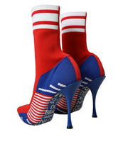 Load image into Gallery viewer, Dolce &amp; Gabbana Red Blue Stretch Sock Style Short Boots Logo Shoes
