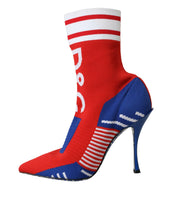 Load image into Gallery viewer, Dolce &amp; Gabbana Red Blue Stretch Sock Style Short Boots Logo Shoes
