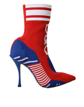 Load image into Gallery viewer, Dolce &amp; Gabbana Red Blue Stretch Sock Style Short Boots Logo Shoes
