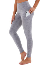 Load image into Gallery viewer, Cropped High-Rise Yoga Pants – Diagonal Pockets &amp; Variegated Print
