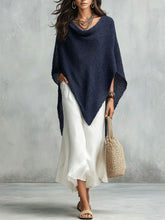 Load image into Gallery viewer, Women's Open-Knit Asymmetric Cape &amp; Ruched V-Neck Fluid Maxi Dress Set
