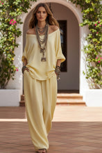 Load image into Gallery viewer, Women's Oversized Batwing Sleeve V-Neck Top &amp; Barrel Wide-Leg Pants Boho Set
