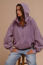Load image into Gallery viewer, BiBi Stitch Detailed Elastic Hem Half Zip Fleece Hoodie

