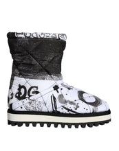 Load image into Gallery viewer, Dolce &amp; Gabbana White Padded Logo Print Mid Calf Boots Shoes
