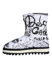 Load image into Gallery viewer, Dolce &amp; Gabbana White Padded Logo Print Mid Calf Boots Shoes
