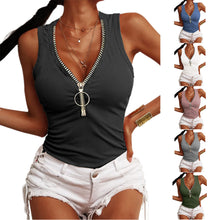 Load image into Gallery viewer, Women's Slim-Fit Zipper Vest Top

