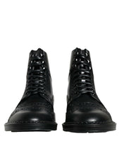 Load image into Gallery viewer, Dolce &amp; Gabbana Black Leather Lace Up Mid Calf Boots Shoes
