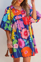 Load image into Gallery viewer, Modern Floral Print Tie Neck Dress Elegant &amp; Timeless Colorful Dress
