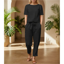 Load image into Gallery viewer, Wide-Leg Pants Two-Piece Set – Solid Color Casual Lounge Suit
