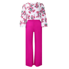 Load image into Gallery viewer, Printed Floral Lace-Up Top &amp; Wide-Leg Pants Set – 4 Colors, S–3XL
