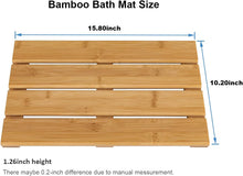 Load image into Gallery viewer, Compact Bamboo Bath Mat – Non-Slip, Quick Dry Wooden Shower Floor Mat for Small Bathrooms, RVs, and Tight Spaces, Easy to Clean, 15.8" X 10.2"
