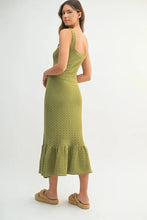 Load image into Gallery viewer, Ruffled Hem Sleeveless Crochet Knit Midi Dress For Women – Crochet Knit Dress, Unique Ruffled Hem Dress, Sleeveless Midi Dress, Summer Midi Dress, Elegant Crochet Dress
