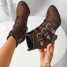 Load image into Gallery viewer, Trendy Ankle Boots : With Sliver Buttons
