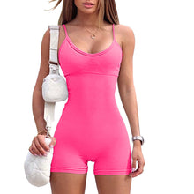 Load image into Gallery viewer, Spaghetti Strap Shorts Jumpsuit Sports Yoga Workout Tight Romper Women Fashion Fitness Sportwear
